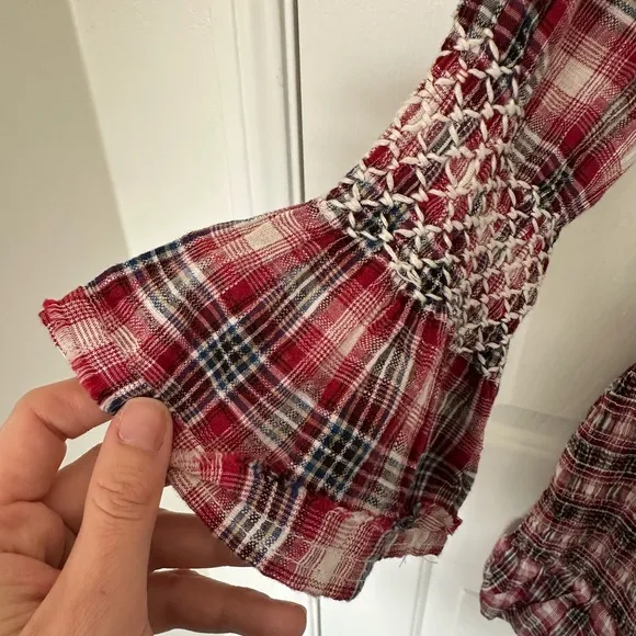 Anthropologie Pilcro Smocked Plaid Mini Dress - Size Large, NWT