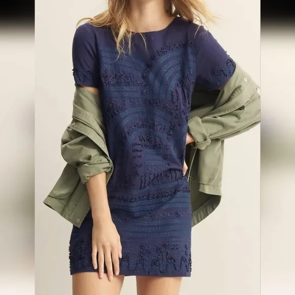 Anthropologie Rae Embroidered Shift Dress Size 14P