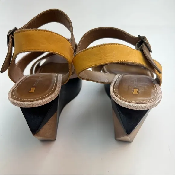 Anthropologie Schuler &amp; Sons Diamond Sliced Wedges Wood Platform, Size 7