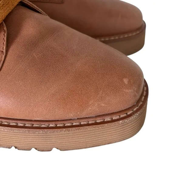 Anthropologie Silent D Udana Lace Up Tan Leather Boots Sz 38