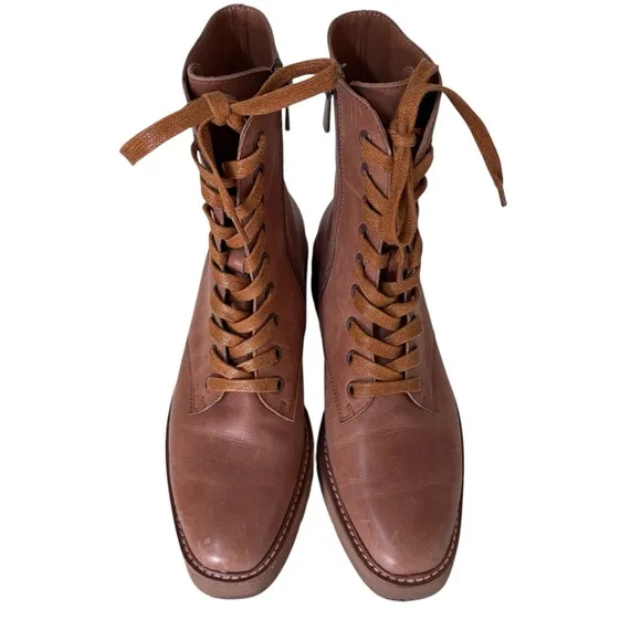 Anthropologie Silent D Udana Lace Up Tan Leather Boots Sz 38