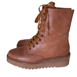 Anthropologie Silent D Udana Lace Up Tan Leather Boots Sz 38