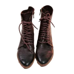 Anthropologie x KDB Kelsi Dagger Brooklyn Goodwin Lace Up Granny Burgundy boots