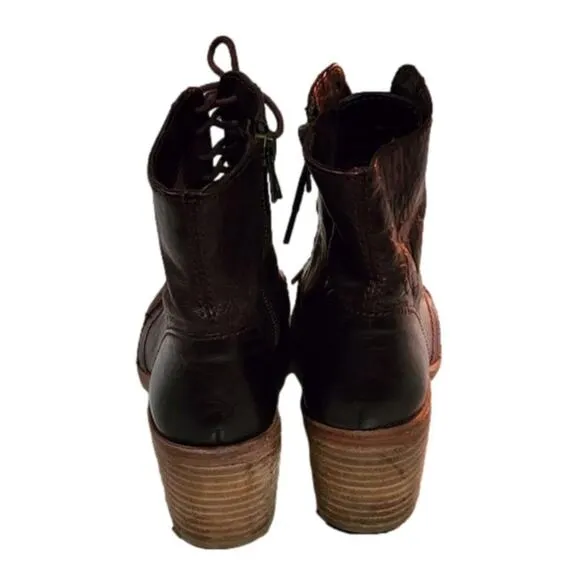 Anthropologie x KDB Kelsi Dagger Brooklyn Goodwin Lace Up Granny Burgundy boots