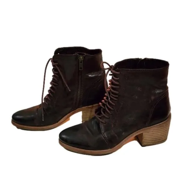 Anthropologie x KDB Kelsi Dagger Brooklyn Goodwin Lace Up Granny Burgundy boots