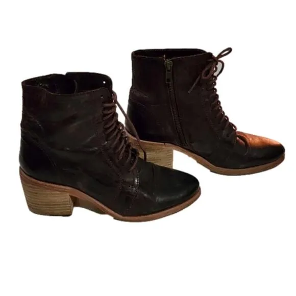 Anthropologie x KDB Kelsi Dagger Brooklyn Goodwin Lace Up Granny Burgundy boots
