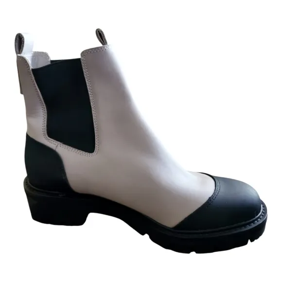 Antonio Melani Dalton Gore Leather Bone Black Weather Resistant Lug Sole Boot 7