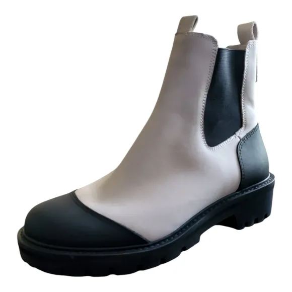 Antonio Melani Dalton Gore Leather Bone Black Weather Resistant Lug Sole Boot 7