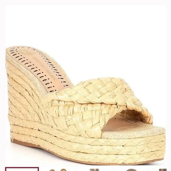 Antonio Melani Magee Braided Raffia Wedges Sandal Open Toe NEW!