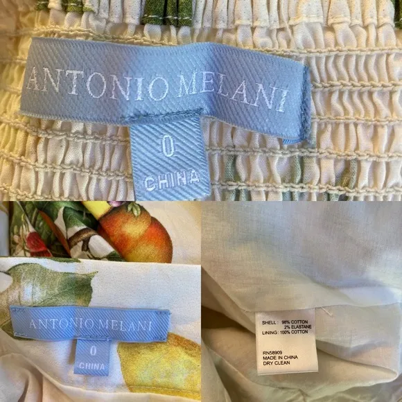 ANTONIO MELANI Set Yellow White Red Fruit Print Floral cotton Skirt &amp; Top