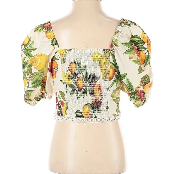 ANTONIO MELANI Set Yellow White Red Fruit Print Floral cotton Skirt &amp; Top