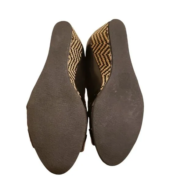 Anyi Lu Black Leather Wedges Size 8.5