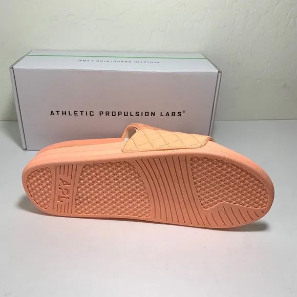 APL Lusso Slide Sandals Quilted Leather Slip On Flats Neon Peach Size 9 NEW