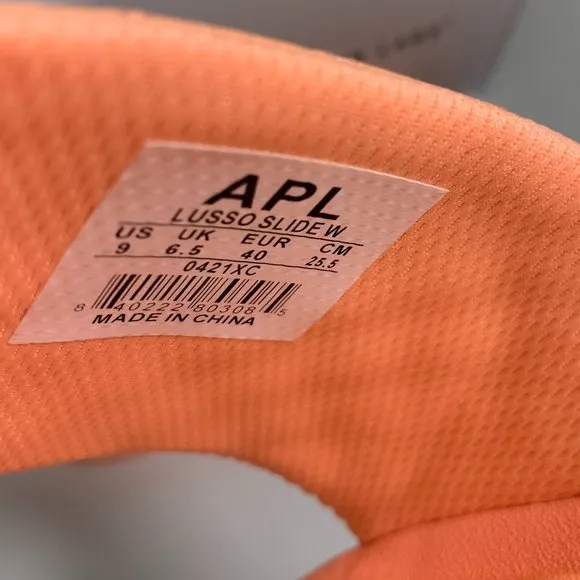 APL Lusso Slide Sandals Quilted Leather Slip On Flats Neon Peach Size 9 NEW