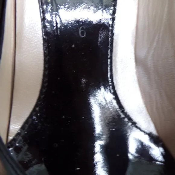Aquatalia black patent leather peep toe wedges 6