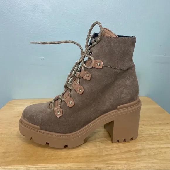 Aquatalia Valia Leather Suede Lace Up Combat Boots Sz 7.5 Brown‎