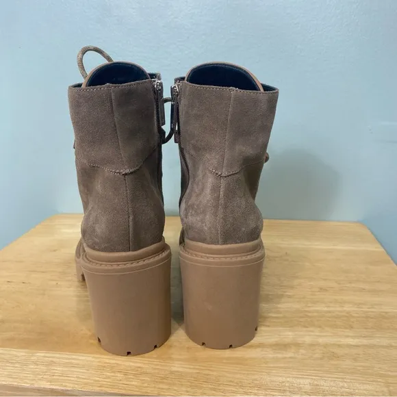 Aquatalia Valia Leather Suede Lace Up Combat Boots Sz 7.5 Brown‎