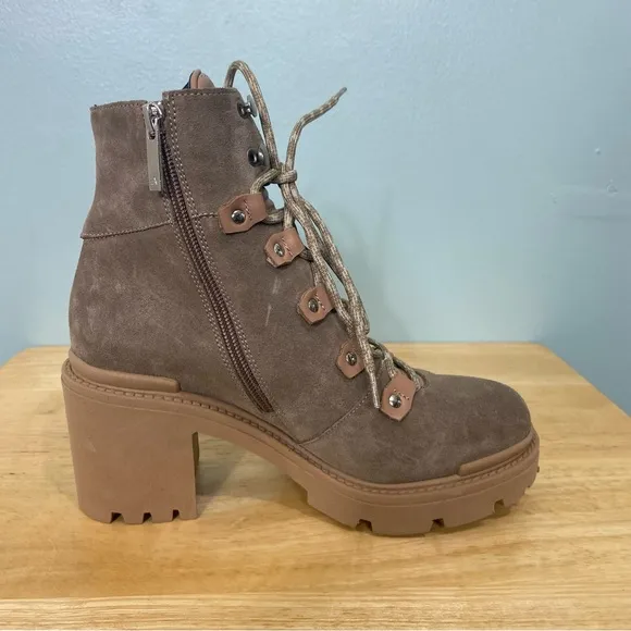 Aquatalia Valia Leather Suede Lace Up Combat Boots Sz 7.5 Brown‎