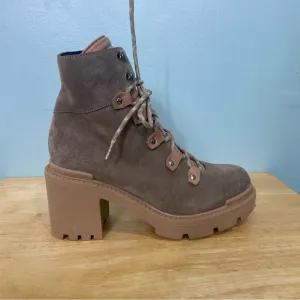 Aquatalia Valia Leather Suede Lace Up Combat Boots Sz 7.5 Brown‎