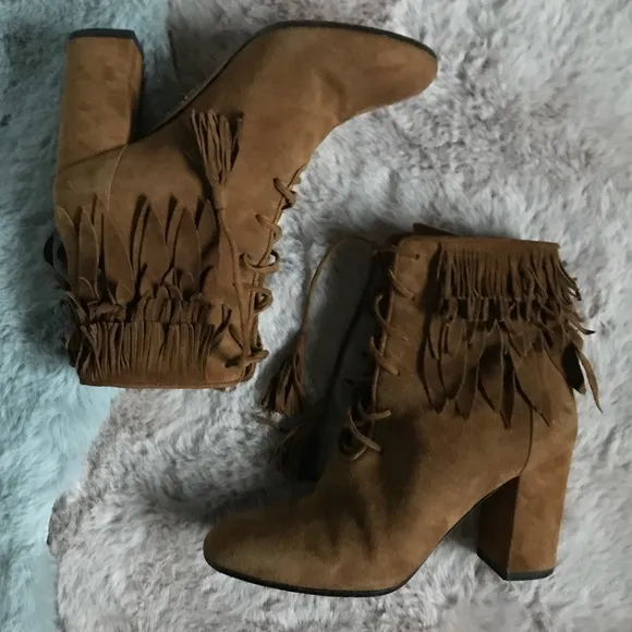 Aquazurra brown suede fringe boots
