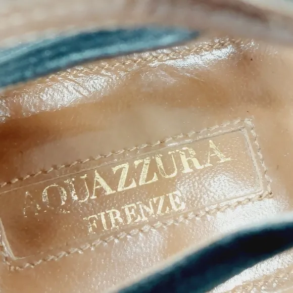Aquazzura Black Suede Dancer Zip Back Lace Up Ballet Flats B591
