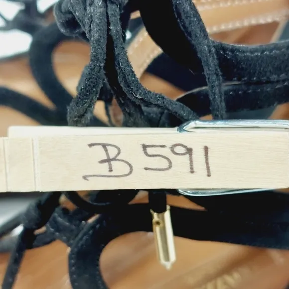 Aquazzura Black Suede Dancer Zip Back Lace Up Ballet Flats B591