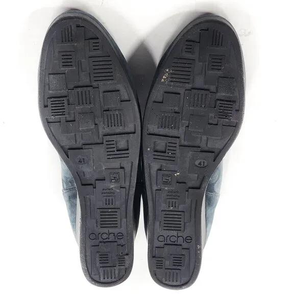 ARCHE Navy Nubuck Leather Platform Wedges