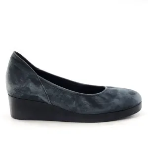 ARCHE Navy Nubuck Leather Platform Wedges