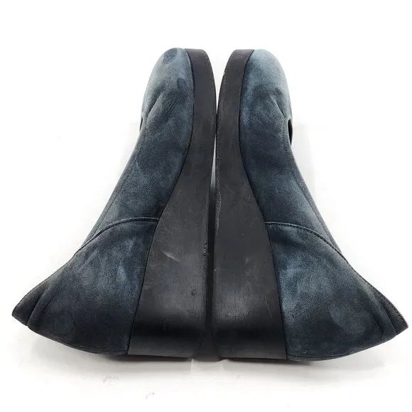 ARCHE Navy Nubuck Leather Platform Wedges
