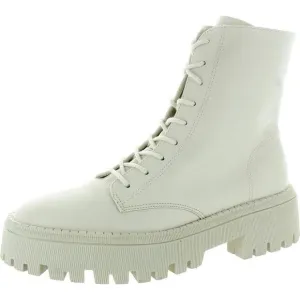 Arezzo Womens White Lace-Up Faux Leather Combat &amp; Lace-Up Boots New