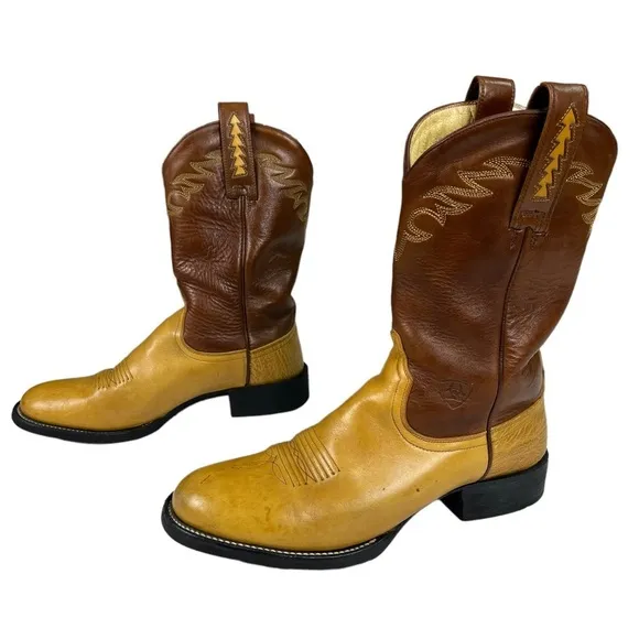 Ariat Cowboy Boots 38181 Brown Leather Two Tone Western Country Boots Men’s 7.5D