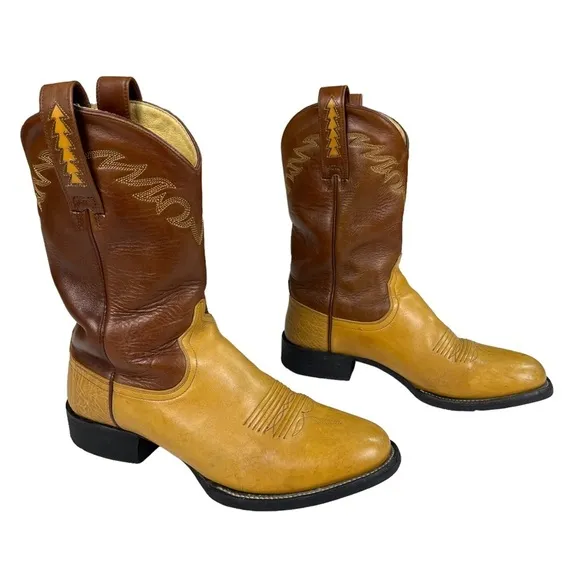 Ariat Cowboy Boots 38181 Brown Leather Two Tone Western Country Boots Men’s 7.5D