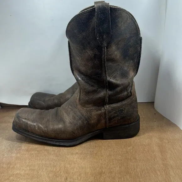 Ariat Mens Rambler Western Boot Size 12 D Antiqued Brow Leather Pull On 10025171