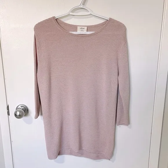 Aritzia Wilfred Blanchard Linen Blend Ribbed Sweater Pink size XSmall