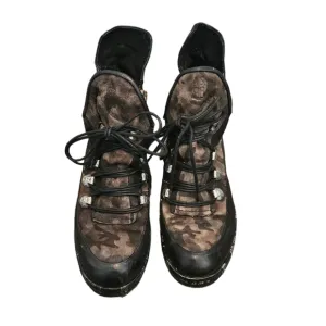 A.S 98 Black and Camo Combat Zippered Moto Biker Boots Size 36 ~ US 6