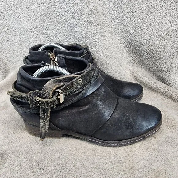 A.S. 98 Shoes Womens Size 9 Black Leather Side Zip Ankle Booties