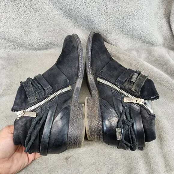 A.S. 98 Shoes Womens Size 9 Black Leather Side Zip Ankle Booties