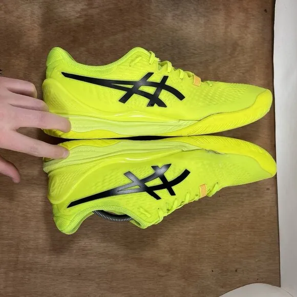 ASICS GEL-RESOLUTION 9 PARIS Men Size 12.5 1041A459 Yellow Black Tennis Shoes
