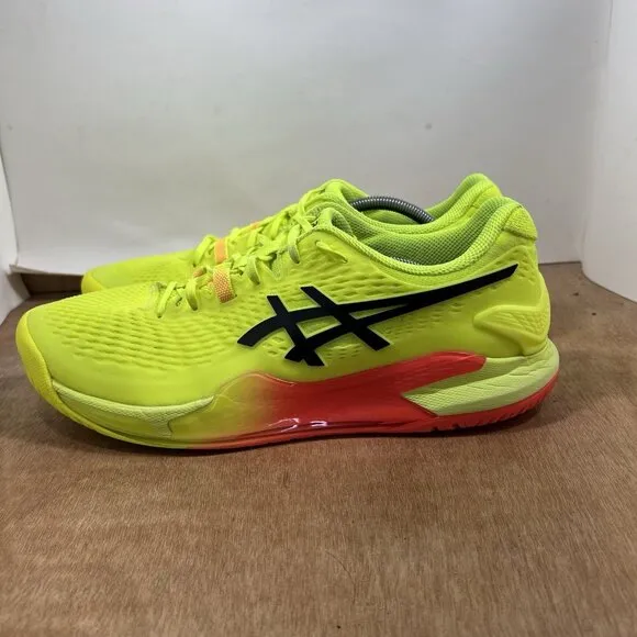 ASICS GEL-RESOLUTION 9 PARIS Men Size 12.5 1041A459 Yellow Black Tennis Shoes