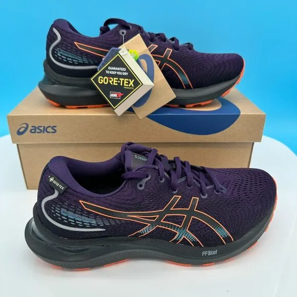 Asics Women's Gel Cumulus‎ 24 GTX Running Shoes, Size 9.5, Night Shade/Orange