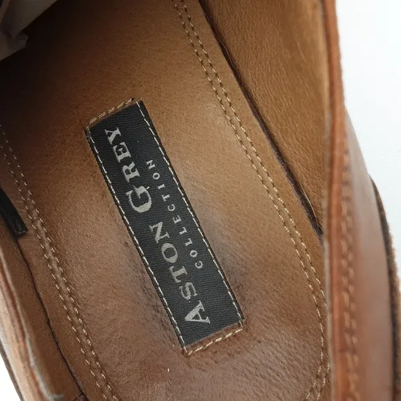 Aston Grey men oxford derby dress shoe brown leather Lace-up office casual 11.5