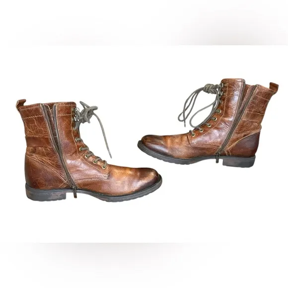 Aston Grey Rockcastle Brown Rugged Leather Boots with Lace-Up Durable Sole