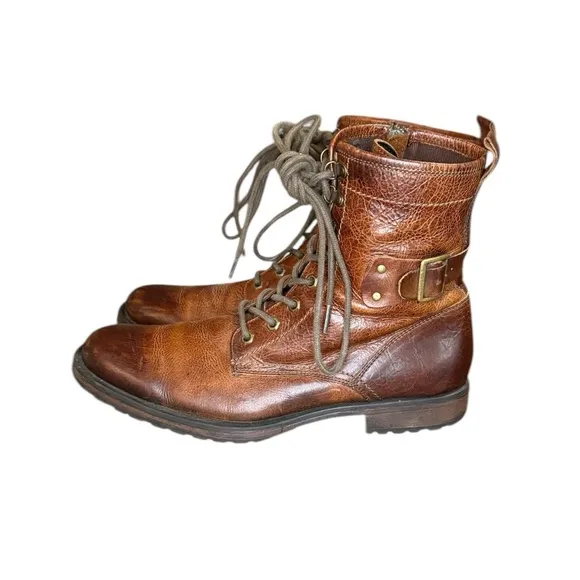 Aston Grey Rockcastle Brown Rugged Leather Boots with Lace-Up Durable Sole