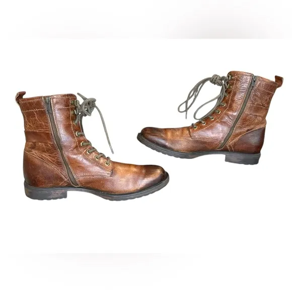 Aston Grey Rockcastle Brown Rugged Leather Boots with Lace-Up Durable Sole
