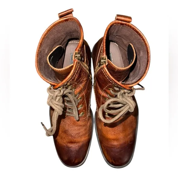 Aston Grey Rockcastle Brown Rugged Leather Boots with Lace-Up Durable Sole