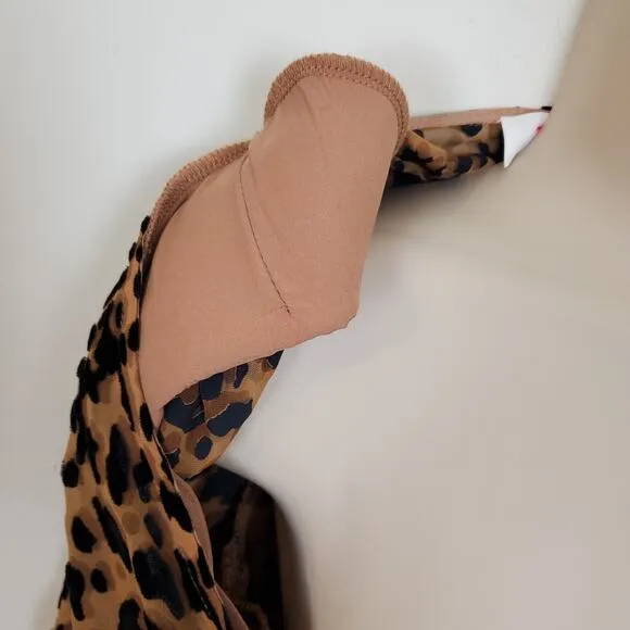 ASTR DRESS WOMEN'S SMALL LEOPARD  NIKITA TIERED RUFFLE HEM SHORT MINI VELVET