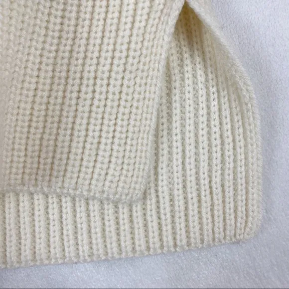 ATM Wool Blend Boatneck ribbed knit pullover Sweater - Cream/ Midnight