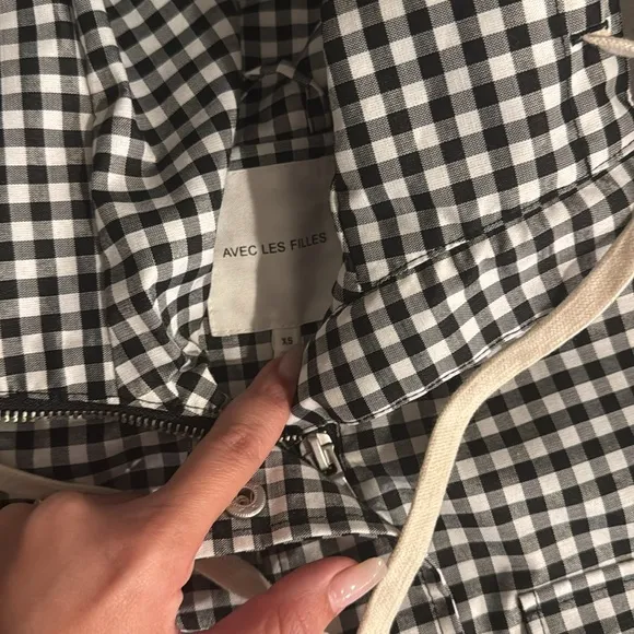 Avec les filles Women's Black and White Checkered Jacket