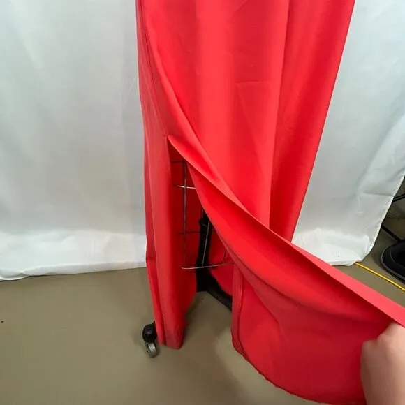 AYR The Only Coral Spaghetti Criss Cross Back Strap Slit Maxi Dress Size 2