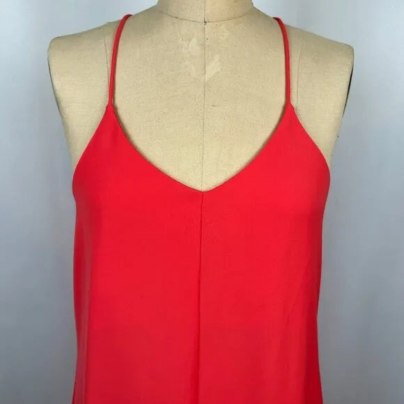 AYR The Only Coral Spaghetti Criss Cross Back Strap Slit Maxi Dress Size 2